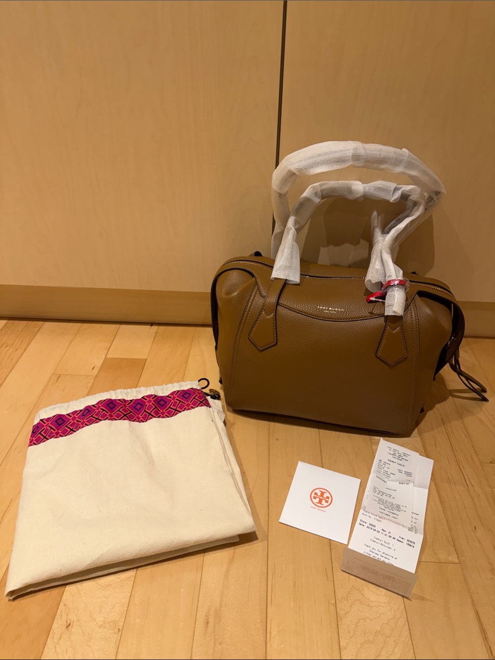 Tory Burch Perry Satchel Bag 58023-001 in “Moose”